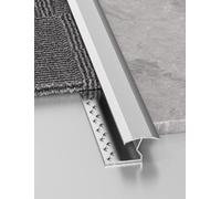 Bande de transition métallique antidérapante for bordures de sol sans joint, idéale for joindre des moquettes à des sols d'une épaisseur allant jusqu'à 12 mm.(Silver)