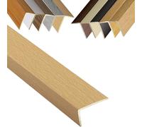 Bande de transition pour bordure d'escalier 152,4 x 101,6 cm - Grain de bois - Comble les espaces - Bandes décoratives - Profil en L - Protection de bord d'escalier, facile à couper (marron clair, 100