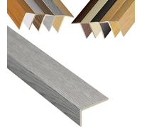 Bande de transition pour bordure d'escalier 152,4 x 101,6 cm - Grain de bois - Comble les espaces - Bandes décoratives - Profil en L - Protection de bord d'escalier - Facile à couper (gris, 90 cm)
