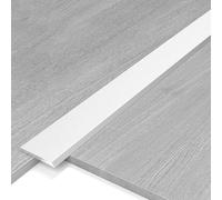 Bande de transition pour sol, Tailles multiples multicolores auto-adhésives en aluminium de bande de transition de seuil plat(Silver,W1cm)