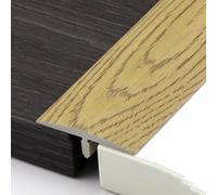 Bande de transition profilée en T autocollante de 3,8 cm de large, pour transition de tapis, bande de seuil en PVC pour seuil de porte, pour connecter les joints de sol, décor (chêne, 130 cm)