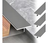 Bande de transition profilée en T découpable, bande de séparation plate pour relier les joints de sol, seuils de porte, 3 pièces (gris, 4/5") / 20 mm