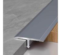 Bande de transition profilée en T en aluminium, revêtement de seuil pour sol stratifié, transition de sol en vinyle, 91,4 cm de long, séparateur plat en métal, antidérapant, imperméable (gris, l 3,3 x