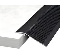 Bande De Transition Sol En Aluminium 90 × 10 Cm Avec Finition Ondulée, Barre Seuil Adaptée Aux Différences Hauteur 1 À 4,5(Black)