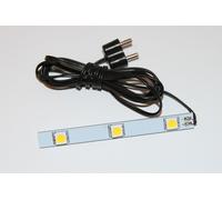 Bande d'éclairage LED FADEDA avec 3 ampoules pour tension continue (batterie ou transformateur DC), LxlxH en mm : 70x10x5. Pour les crèches, les miniatures, les loisirs et le modélisme, les accessoire