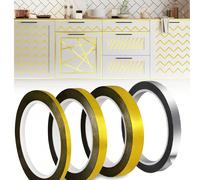 Bande décorative pour armoire, ruban adhésif décoratif mural or/argent, ruban autoadhésif imperméable brillant/mat pour mariage, emballage de cadeaux, décoration, artisanat DIY Argent-largeur 0,5 cm,A
