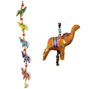 Bande d'éléphants en tissu, Pendentif éléphant tissé en Inde, mobile à cinq éléphants, Choses Hindus Colorées, Cadeau original Handmade