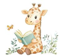 Bande dessinée animaux girafe stickers muraux Chambre d'enfants décoration murale autocollants (2 sets)