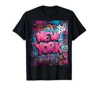 Bande dessinée de Graffiti rétro Vintage New York Skyline Punk Grunge T-Shirt