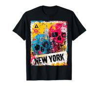 Bande dessinée de Graffiti rétro Vintage New York Skyline Punk Grunge T-Shirt