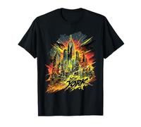 Bande dessinée de Graffiti rétro Vintage New York Skyline Punk Grunge T-Shirt