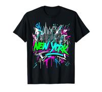Bande dessinée de Graffiti rétro Vintage New York Skyline Punk Grunge T-Shirt