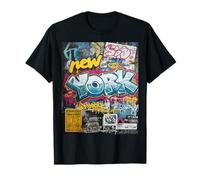 Bande dessinée de Graffiti rétro Vintage New York Skyline Punk Grunge T-Shirt