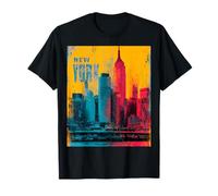 Bande dessinée de Graffiti rétro Vintage New York Skyline Punk Grunge T-Shirt
