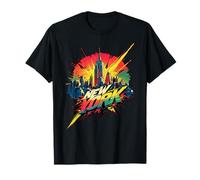 Bande dessinée de Graffiti rétro Vintage New York Skyline Punk Grunge T-Shirt