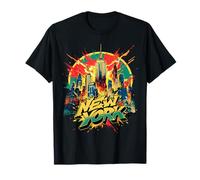 Bande dessinée de Graffiti rétro Vintage New York Skyline Punk Grunge T-Shirt