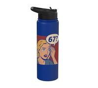 Bande dessinée pop art rétro 6x7 Funny Math Meme 67 questions Brainrot Stainless Steel Insulated Water Bottle