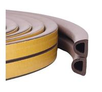 Bande d'étanchéité de porte en caoutchouc en forme de D, autocollant en PVC insonorisant pour cadre de porte, coupe-vent, remplacement de la bande météo de fenêtre brun 9mm-wide*6mm-thick*6m-long