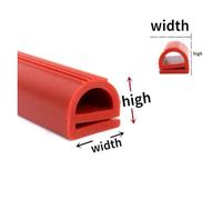 Bande d'étanchéité en silicone en forme de E, bande d'étanchéité en caoutchouc résistante aux hautes températures for four, congélateur, machine à vapeur, coupe-froid(Red,22x17mm)