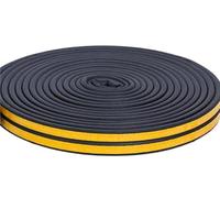 Bande d'étanchéité for porte et fenêtre 10 m DIEP Bande d'étanchéité en mousse acoustique auto-adhésive Bande isolante en caoutchouc coupe-vent(Black,I)