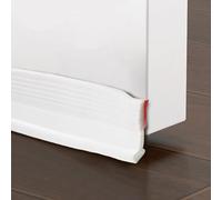 Bande d'étanchéité inférieure de porte pour portes intérieures et extérieures - Bande d'étanchéité en TPE avec double couche, isolation acoustique coupe-vent et bloqueur de courants d'air (S-blanc)