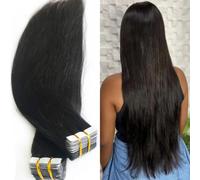 Bande droite dans les Extensions de cheveux humains 100g/40 pièces 100% Extensions de cheveux humains Remy bande de trame de peau sans couture dans les Extensions couleur naturelle(200g/80pcs,18 Inch)
