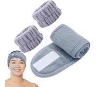 Bande du Visage - Coral Velvet Velvet Flufy Terry Trys Band, Bracelets de Serviettes de Lavage au Poignet, enveloppe de Maquillage Absorbant avec Fixation sécurisée | Outil de cosmétique Parfait pour