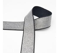 Bande élastique à paillettes 40 mm - Prix valable pour 1 m - Vendu au mètre - Plusieurs couleurs (argenté)