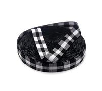 Bande élastique en Polyester de 5 mètres 25mm, ruban à carreaux à rayures de Camouflage, chaussures de bagages et chapeaux, accessoires de couture pour vêtements,Grille blanche noire,25mm