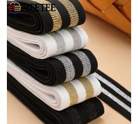Bande élastique Meetee 5/10M 40/50mm Or Argent, Ruban extensible en caoutchouc pour couture, sous-vêtements, soutien-gorge, ceinture, accessoires DIY WhiteGold