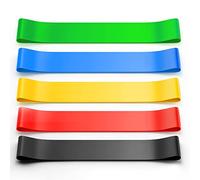 Bande Élastique Musculation Silicone - Ensemble de 5 Pièces pour Exercices des Jambes, Hanches, Bras - Pilates, Yoga - 5 Niveaux de Résistance