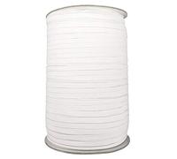Bande élastique plate de 6 mm - 5 m - Cordon extensible tressé blanc pour couture, bricolage, couture, mercerie et vêtements - Sangle élastique en caoutchouc polyester durable - Blanc