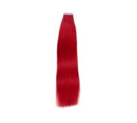 Bande Extension Extensions de cheveux naturels lisses à bande adhésive, 20 pièces, for femmes, ajoutent la longueur et du volume aux(Red,20 PCS_14 INCHES)