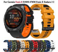 Bande Fenix8 QuickFit 26mm 22mm pour Garmin Fenix E 8 47 51mm 7 7X 6 6X 5 5X/Epix GEN 2/Enduro 3 Bracelet en Silicone bicolore