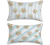Bande Housse Coussin Exterieur Impermeable Protege Oreiller 40x60cm Coussin de Canapé Lin Flocon Neige Coussins lit Taie Oreiller Decoratif Housse Assise Salon de Jardin Decoration Maison u-17749