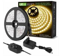 Bande LED à intensité variable 10M, 3000K 600 SMD 2835 LED avec variateur, connecteur + transformateur