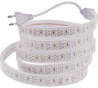 Bande LED à trois rangées, super lumineuse, blanche, prise UE 220 V, 10 m