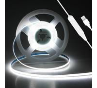 Bande Led Cob À Intensité Variable - 2 M - 5 Mm De Large - 5 V - Blanc Froid - 6000 K - 800 Led - Avec Interrupteur - Pour Chambre À Coucher, Tv - Rétroéclairage Mural - Décoration De Cuisine