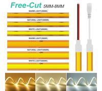 Bande LED COB PCB 5mm 8mm à découpe libre 12V 24V avec câble 2 broches et connecteur DC 400 LED/m 3000K 4000K 6000K Lampe flexible 0.5m 1m 5m 10m 20m 8mm PCB