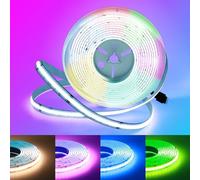 Bande LED COB RGBW 24V 5M, Ruban LED COB RGBW RGB blanc chaud dimmable COB haute densité 784LEDs/M 12mm largeur multicolore IP20 pour chambre cuisine décoration intérieure de la maison