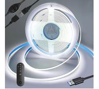 Bande LED COB USB 2 m 5 V (avec contrôleur RF) 6000 K blanc froid 320 LED/M à intensité variable pour rétroéclairage TV ordinateu