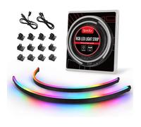 Bande Led Digitale Neon Rgb 400Mm 5V 3-Pin Pour Pc - Compatible Aura-Sync,Gigabyte-Rgb-Fusion,Avec 12 Supports Magnétiques Puissan