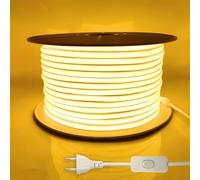 Bande LED Extérieur Imperméable FCOB - Ruban Lumineux Flexible à Haute Luminosité 220V, Intervalle de Découpe 10 cm, idéal pour la Décoration Intérieure et le Jardin (Jaune, 20m)