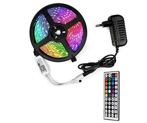 Bande LED intelligente avec changement de couleur 16.4ft / 5M Kit de lumières LED 5050 RVB flexibles avec installation facile à distance pour rétro-éclairage TV Décoration multicolore