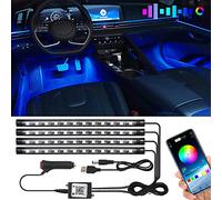 Bande LED Intérieur Auto avec APP, KEIUROT Éclairage Intérieur de Voiture Lumière de sous-éclairage de Voiture Améliorée Adhésif Fort Kits Musicale 4pcs 48SMD