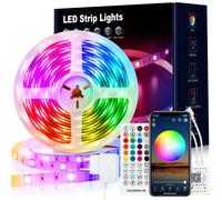 Bande LED VKH (rouge/vert/bleu) 10 m, bande LED RGB Bluetooth 10 m autocollante avec télécommande et application, guirlande lumineuse LED