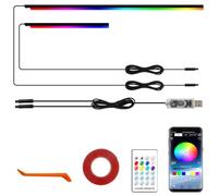 Bande LED Voiture,Bande Lumineuse LED RGB 2 in 1 110cm + 35 cm avec contrôle Via Application,16 Millions de Couleurs,210 Modes pour la décoration du Tableau de Bord et des Garnitures de l'habitacle.