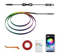 Bande LED Voiture,Bande Lumineuse LED RGB de 110cm avec contrôle Via Application,16 Millions de Couleurs,210 Modes pour la décoration du Tableau de Bord et des Garnitures de l'habitacle.