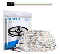 Bande LED WS2812B 5M 5V 60LEDs/m-300 Pixels, LEDs RGB IC Individuellement Addressables avec 5050SMD, PCB Flexible Blanc, IP30, Couleur Rêve pour Projet DIY de Couleurs Poursuivies.