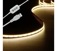 Bande lumineuse LED 5 V USB 1,5 m, 480 LED COB à intensité variable 3000 K 1200 lm, blanc chaud CRI80 + USB, flexible LED pour rétroéclairage TV, chambre, armoire, cuisine, bricolage d'éclairage